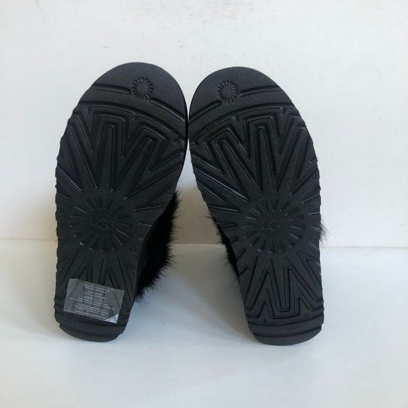 UGG CLASSIC BUCKLE MINI BLACK FAUX FUR SHEARLING LINED BOOT US 5 / EU 36 / UK 3 - Picture 5 of 5